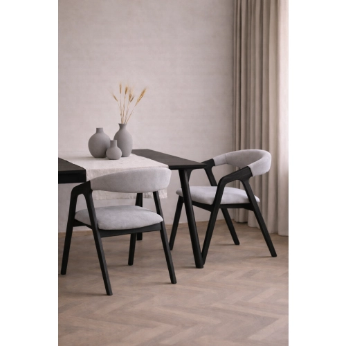 PRODUCENT Krzesło Dębowe KR-201 Kolor Tkaniny Jasno Szary / Popiel  Kolor Drewna Orzech